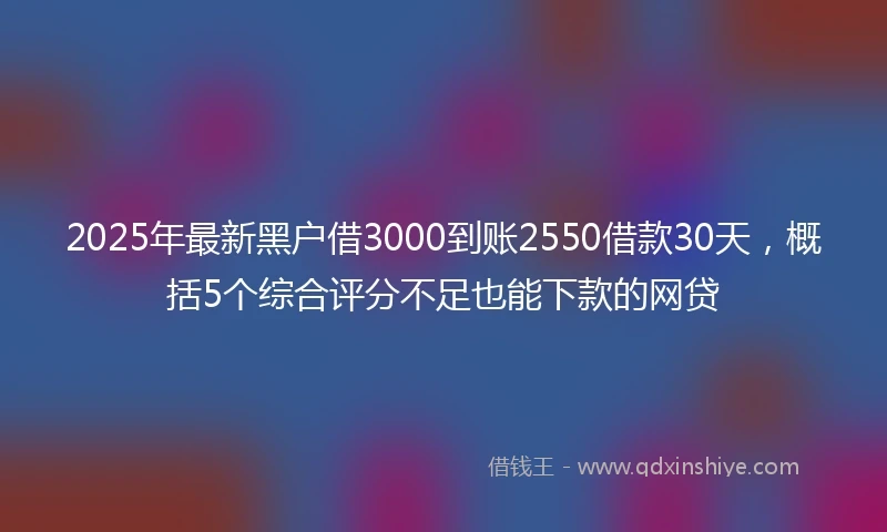 2025年最新黑户借3000到账2550借款30天，概括5个综合评分不足也能下款的网贷