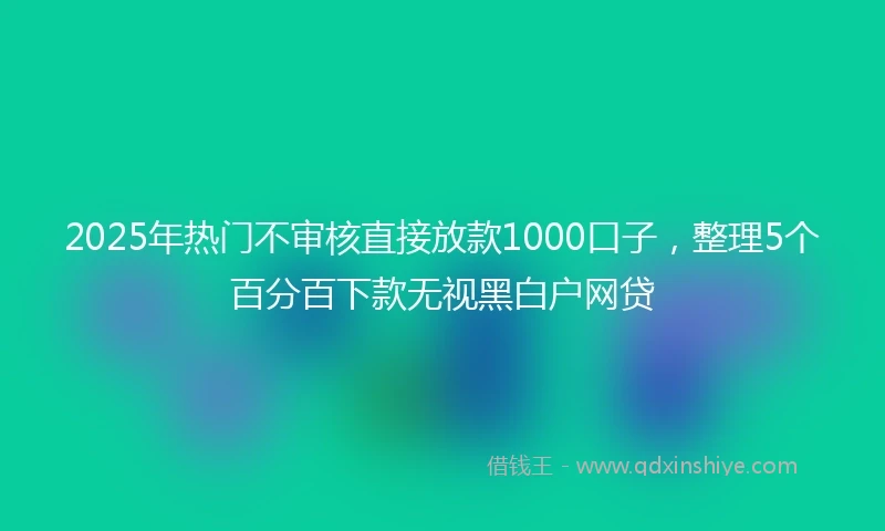 2025年热门不审核直接放款1000口子，整理5个百分百下款无视黑白户网贷