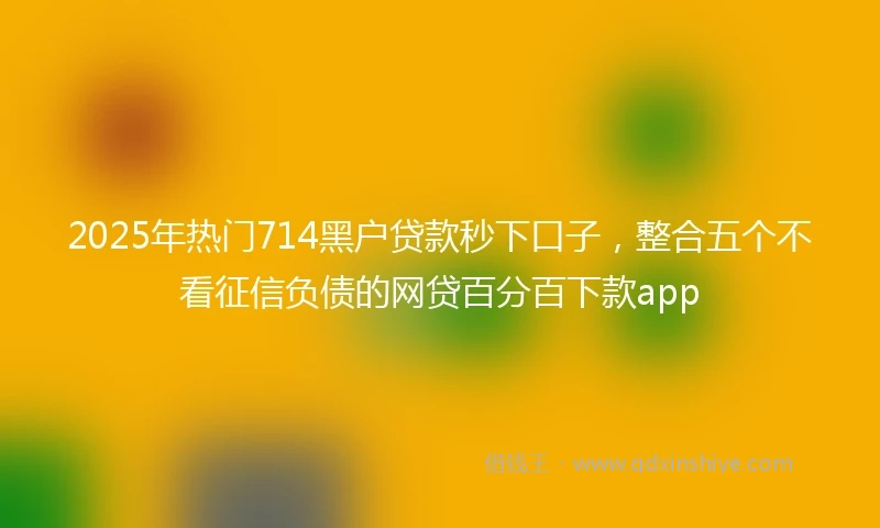 2025年热门714黑户贷款秒下口子，整合五个不看征信负债的网贷百分百下款app