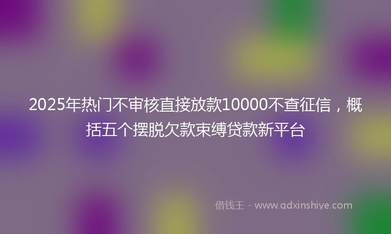 2025年热门不审核直接放款10000不查征信，概括五个摆脱欠款束缚贷款新平台