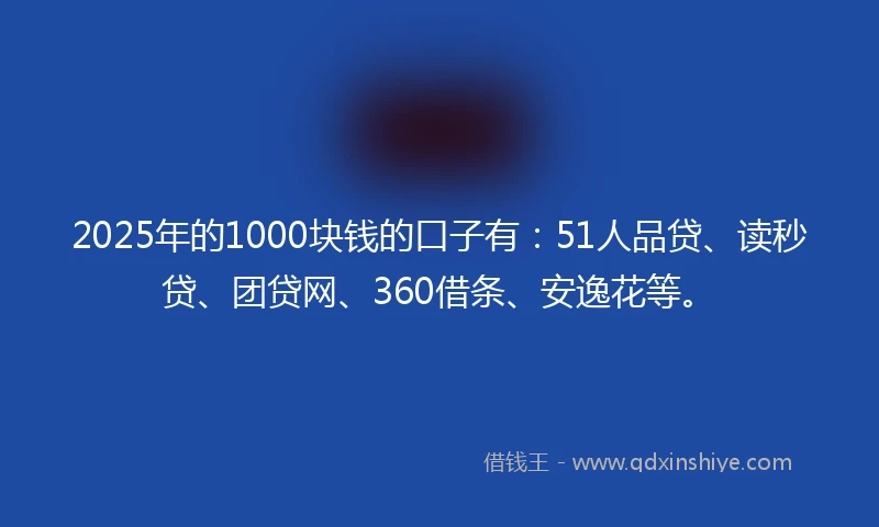 2025年的1000块钱的口子有：51人品贷、读秒贷、团贷网、360借条、安逸花等。