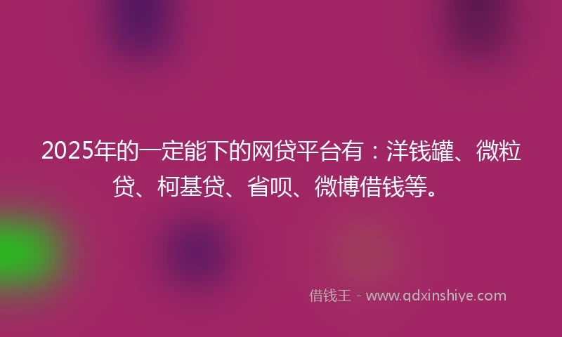 2025年的一定能下的网贷平台有：洋钱罐、微粒贷、柯基贷、省呗、微博借钱等。