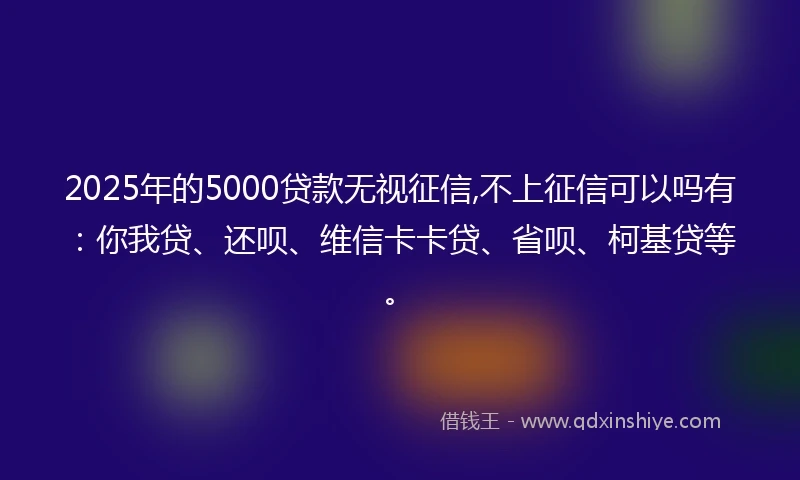 2025年的5000贷款无视征信,不上征信可以吗有：你我贷、还呗、维信卡卡贷、省呗、柯基贷等。