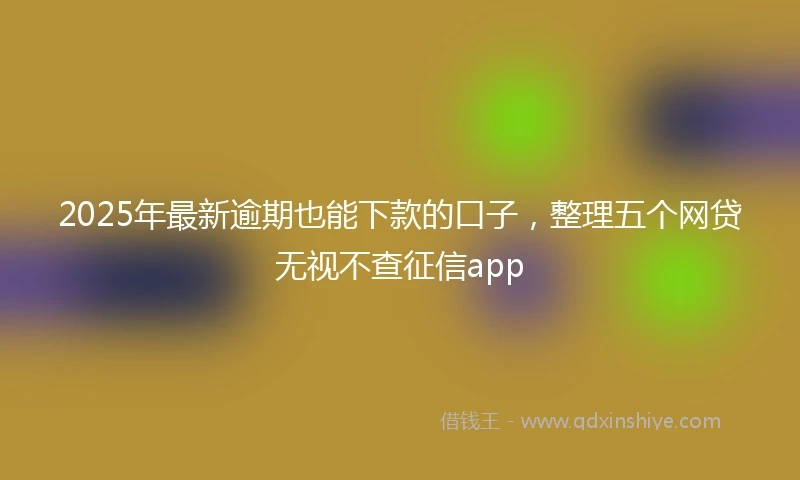 2025年最新逾期也能下款的口子，整理五个网贷无视不查征信app