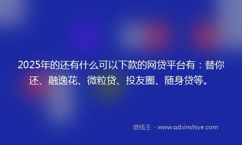 2025年的还有什么可以下款的网贷平台有：替你还、融逸花、微粒贷、投友圈、随身贷等。