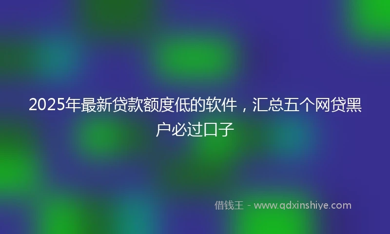 2025年最新贷款额度低的软件，汇总五个网贷黑户必过口子