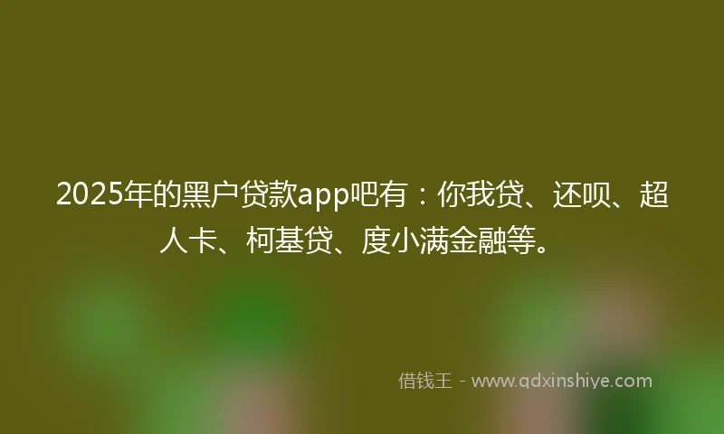 2025年的黑户贷款app吧有：你我贷、还呗、超人卡、柯基贷、度小满金融等。