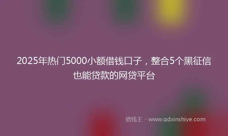 2025年热门5000小额借钱口子，整合5个黑征信也能贷款的网贷平台