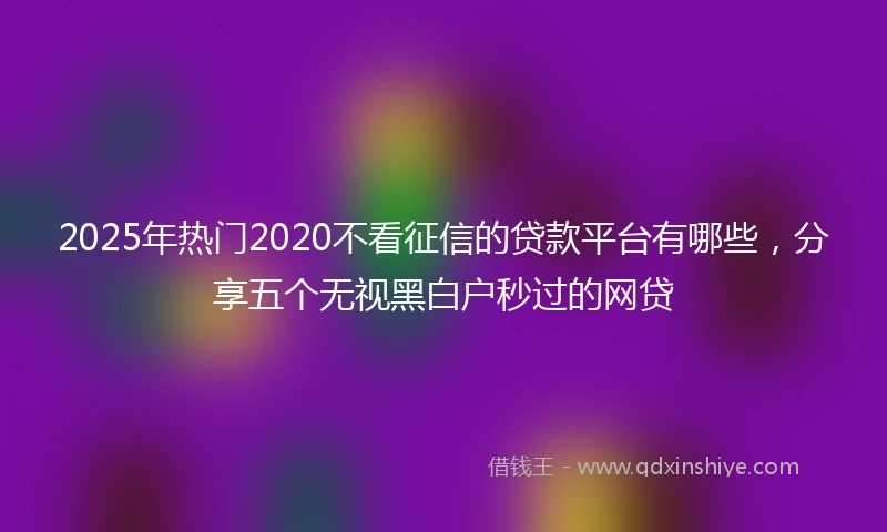 2025年热门2020不看征信的贷款平台有哪些，分享五个无视黑白户秒过的网贷
