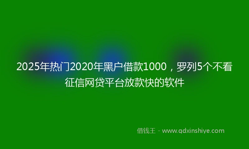 2025年热门2020年黑户借款1000，罗列5个不看征信网贷平台放款快的软件