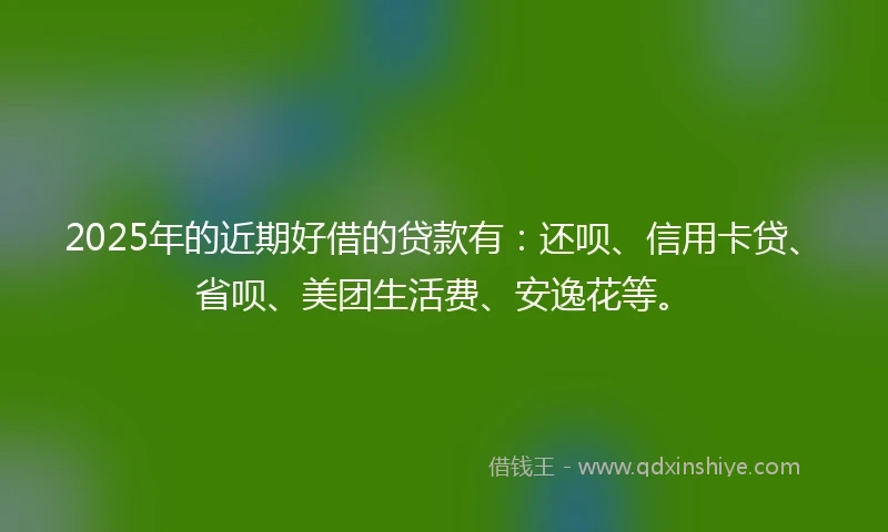 2025年的近期好借的贷款有：还呗、信用卡贷、省呗、美团生活费、安逸花等。