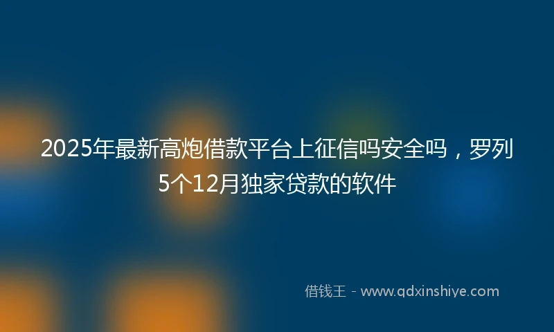 2025年最新高炮借款平台上征信吗安全吗，罗列5个12月独家贷款的软件