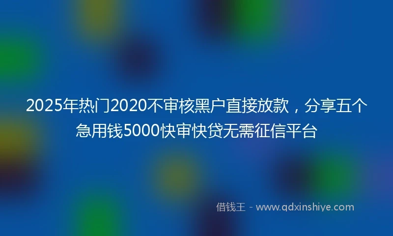 2025年热门2020不审核黑户直接放款，分享五个急用钱5000快审快贷无需征信平台