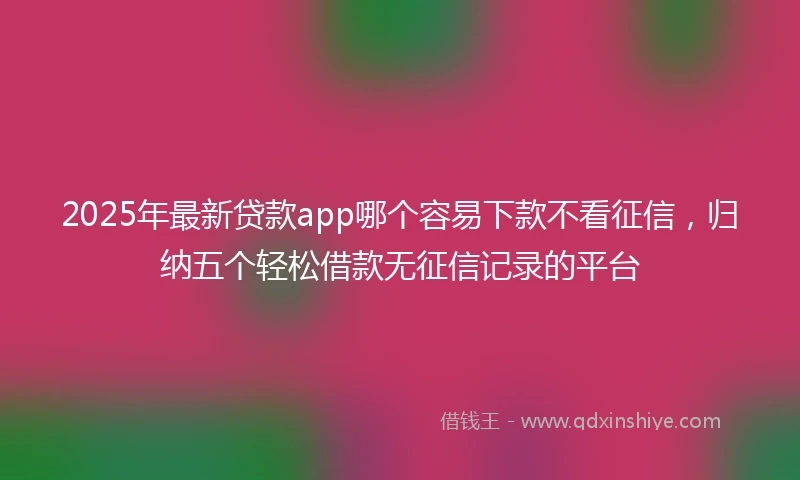 2025年最新贷款app哪个容易下款不看征信，归纳五个轻松借款无征信记录的平台