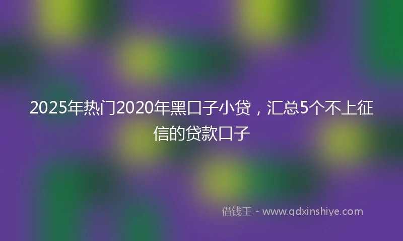 2025年热门2020年黑口子小贷，汇总5个不上征信的贷款口子