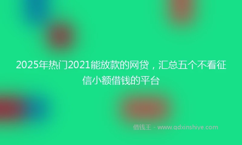 2025年热门2021能放款的网贷，汇总五个不看征信小额借钱的平台
