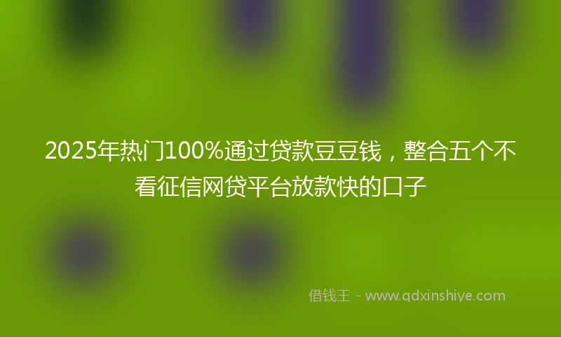 2025年热门100%通过贷款豆豆钱，整合五个不看征信网贷平台放款快的口子