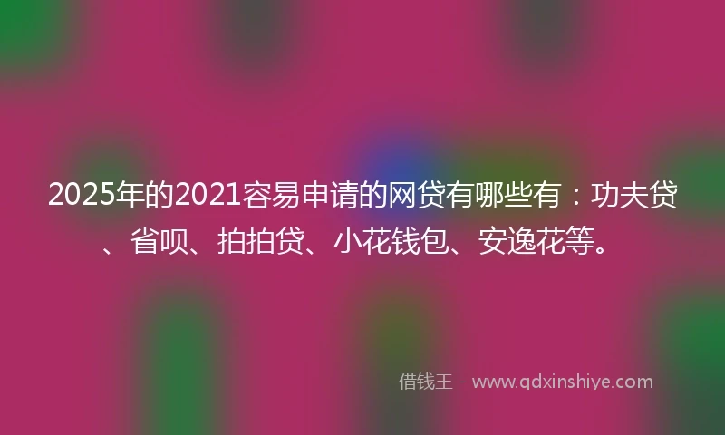 2025年的2021容易申请的网贷有哪些有：功夫贷、省呗、拍拍贷、小花钱包、安逸花等。
