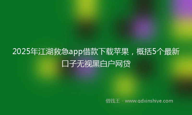 2025年江湖救急app借款下载苹果，概括5个最新口子无视黑白户网贷