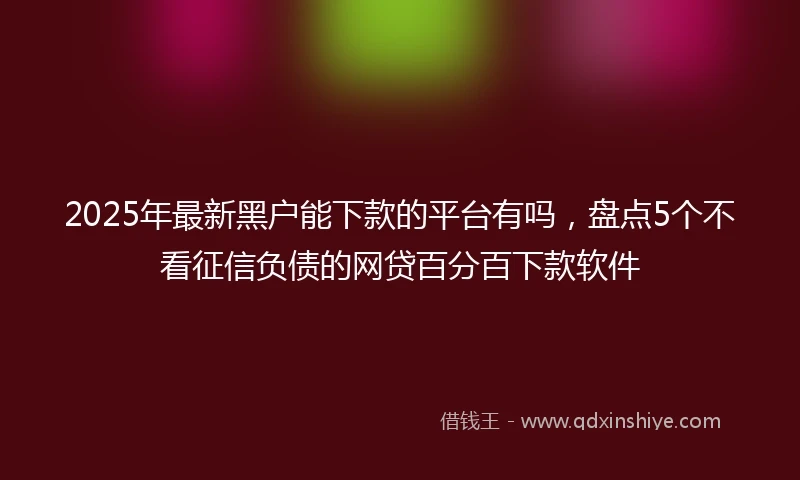 2025年最新黑户能下款的平台有吗，盘点5个不看征信负债的网贷百分百下款软件