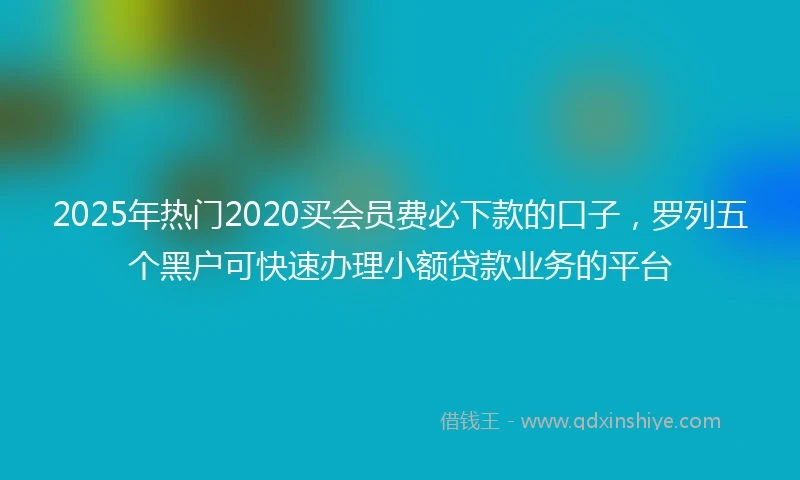 2025年热门2020买会员费必下款的口子，罗列五个黑户可快速办理小额贷款业务的平台