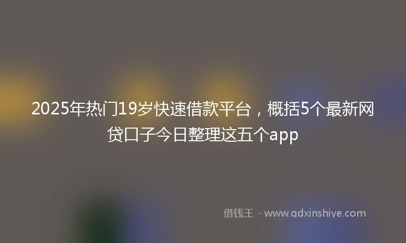 2025年热门19岁快速借款平台，概括5个最新网贷口子今日整理这五个app