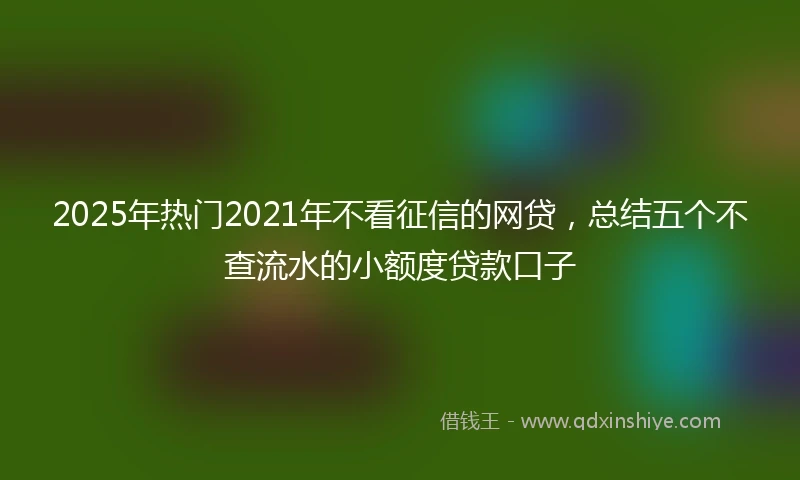 2025年热门2021年不看征信的网贷，总结五个不查流水的小额度贷款口子