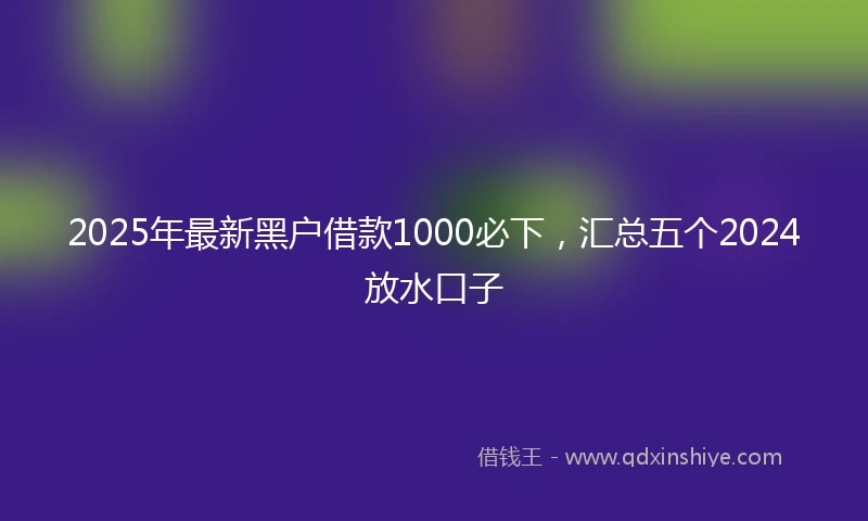 2025年最新黑户借款1000必下，汇总五个2024放水口子