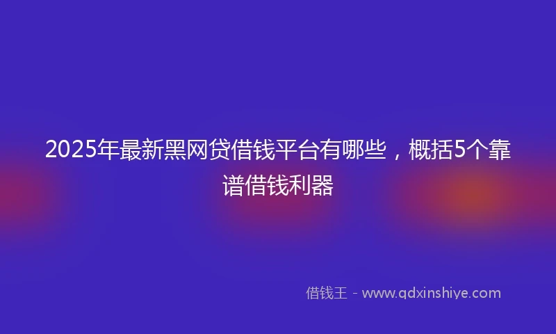 2025年最新黑网贷借钱平台有哪些，概括5个靠谱借钱利器