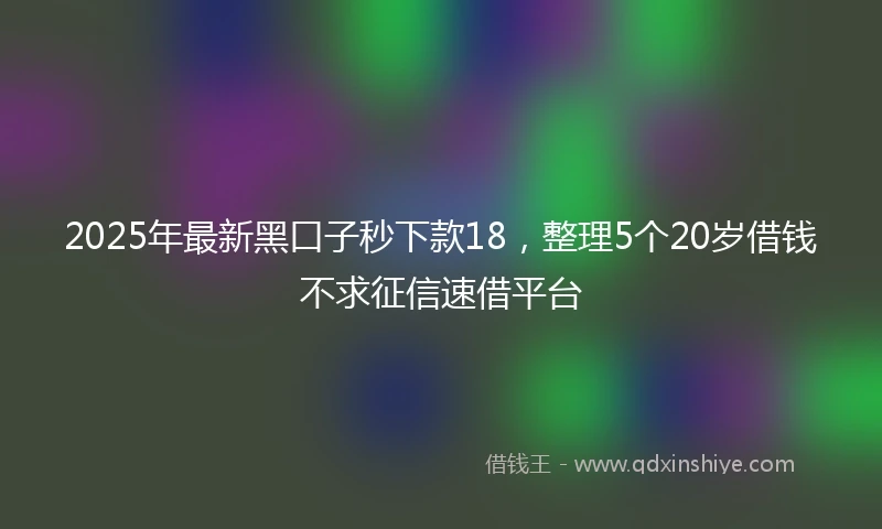 2025年最新黑口子秒下款18，整理5个20岁借钱不求征信速借平台