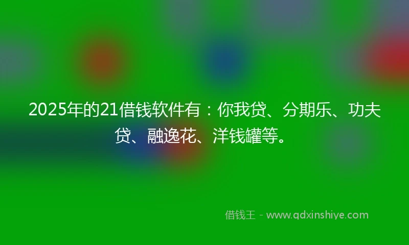 2025年的21借钱软件有：你我贷、分期乐、功夫贷、融逸花、洋钱罐等。
