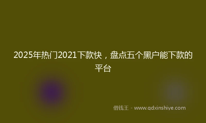 2025年热门2021下款快，盘点五个黑户能下款的平台