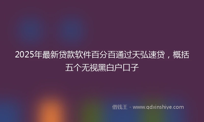 2025年最新贷款软件百分百通过天弘速贷，概括五个无视黑白户口子