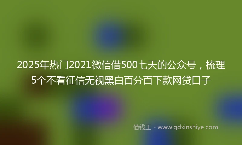 2025年热门2021微信借500七天的公众号，梳理5个不看征信无视黑白百分百下款网贷口子