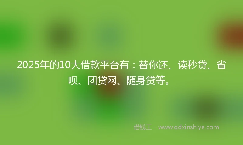 2025年的10大借款平台有：替你还、读秒贷、省呗、团贷网、随身贷等。