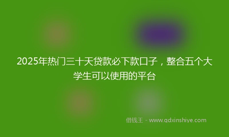 2025年热门三十天贷款必下款口子，整合五个大学生可以使用的平台