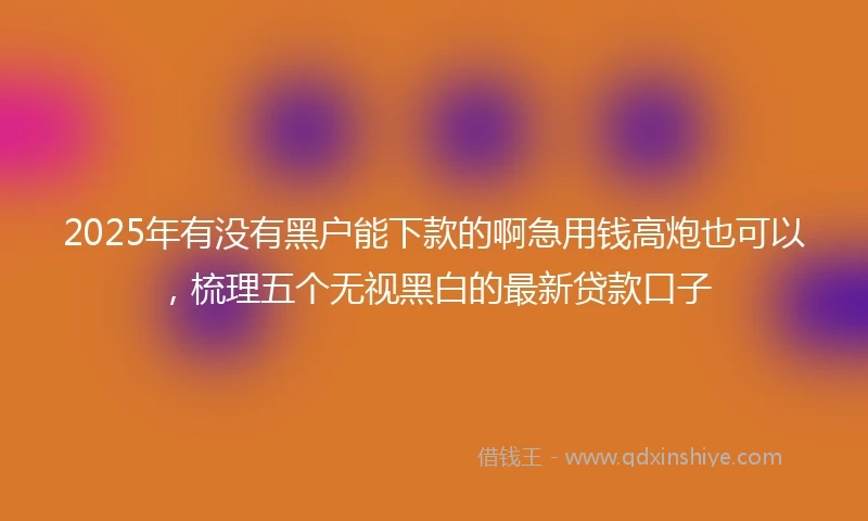 2025年有没有黑户能下款的啊急用钱高炮也可以，梳理五个无视黑白的最新贷款口子