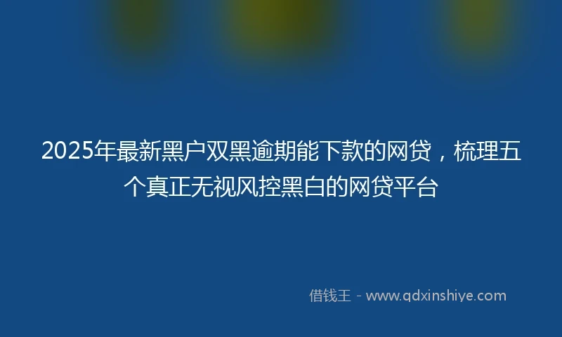 2025年最新黑户双黑逾期能下款的网贷，梳理五个真正无视风控黑白的网贷平台