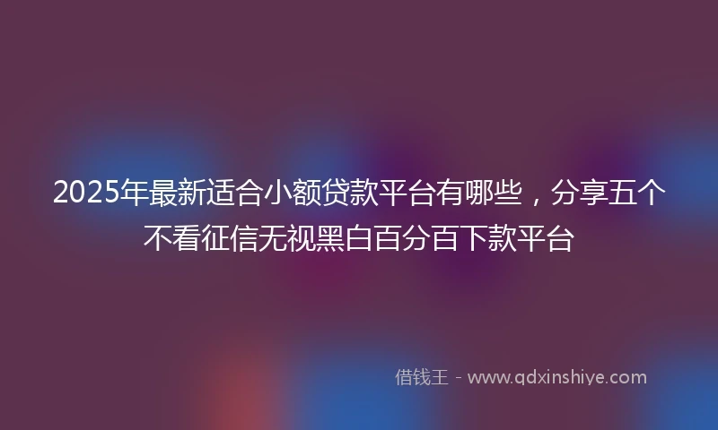 2025年最新适合小额贷款平台有哪些，分享五个不看征信无视黑白百分百下款平台