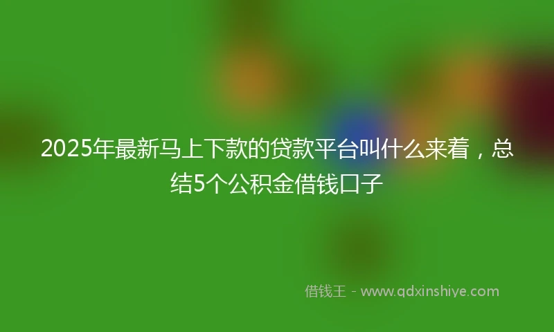 2025年最新马上下款的贷款平台叫什么来着，总结5个公积金借钱口子