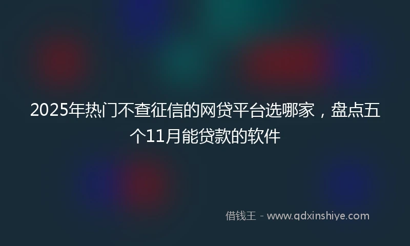 2025年热门不查征信的网贷平台选哪家，盘点五个11月能贷款的软件