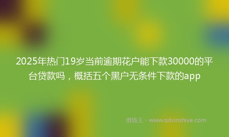 2025年热门19岁当前逾期花户能下款30000的平台贷款吗，概括五个黑户无条件下款的app
