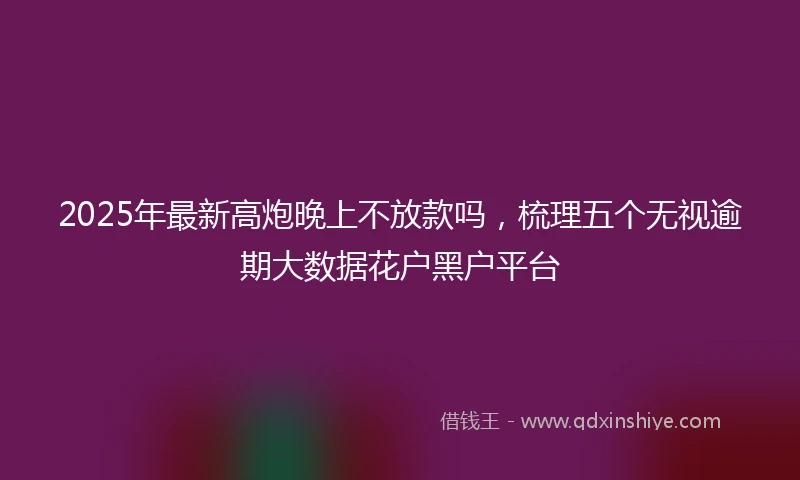 2025年最新高炮晚上不放款吗，梳理五个无视逾期大数据花户黑户平台