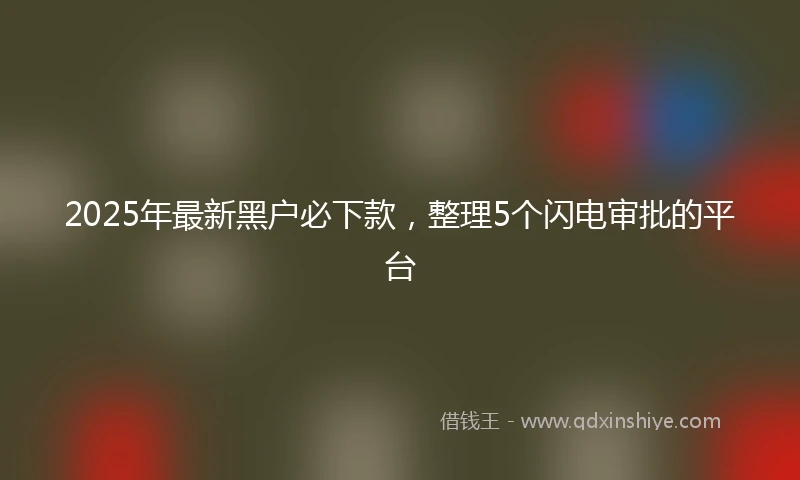 2025年最新黑户必下款，整理5个闪电审批的平台