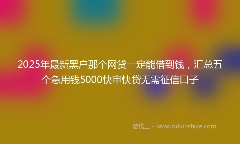 2025年最新黑户那个网贷一定能借到钱，汇总五个急用钱5000快审快贷无需征信口子