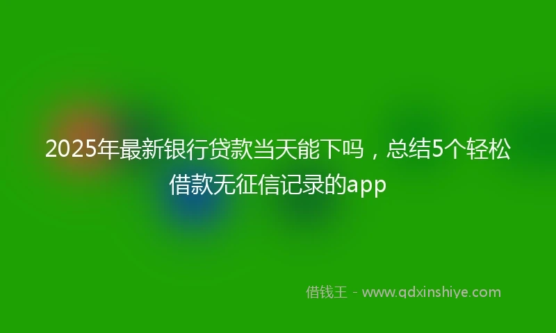 2025年最新银行贷款当天能下吗，总结5个轻松借款无征信记录的app