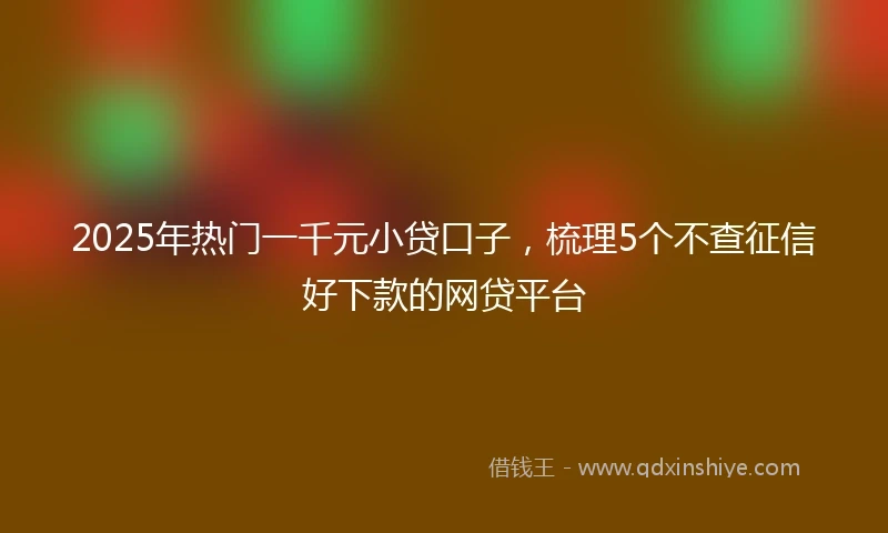 2025年热门一千元小贷口子，梳理5个不查征信好下款的网贷平台