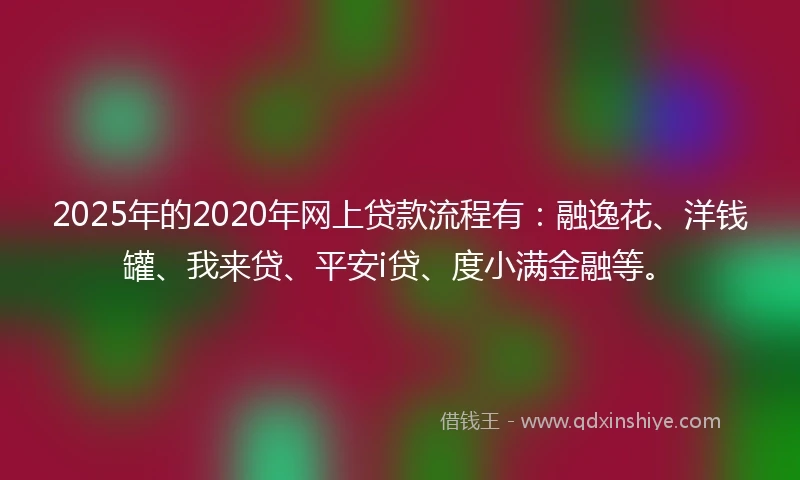 2025年的2020年网上贷款流程有：融逸花、洋钱罐、我来贷、平安i贷、度小满金融等。