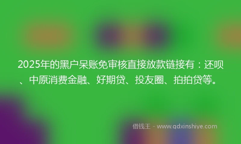 2025年的黑户呆账免审核直接放款链接有：还呗、中原消费金融、好期贷、投友圈、拍拍贷等。