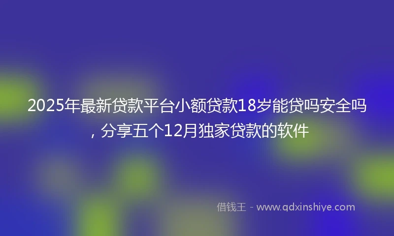 2025年最新贷款平台小额贷款18岁能贷吗安全吗，分享五个12月独家贷款的软件